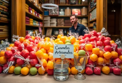 Handgefertigte Bonbons im traditionellen Laden der Altstadt von Barcelona