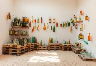 Installation aus recycelten Materialien imitiert Strandambiente in urbanem Raum