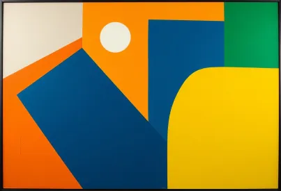 Geometrische Formen und kräftige Farben: Analyse eines großformatigen Gemäldes