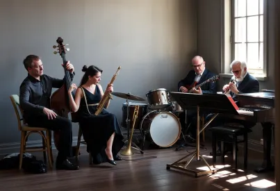 Jazzband bereitet sich in ruhiger Atmosphäre auf Auftritt vor