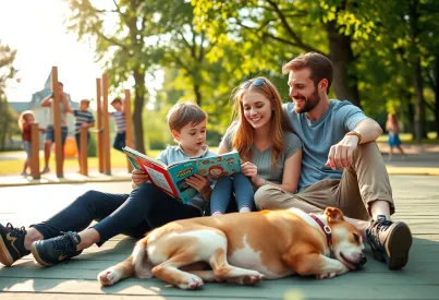 Familie genießt entspannten Nachmittag im Park