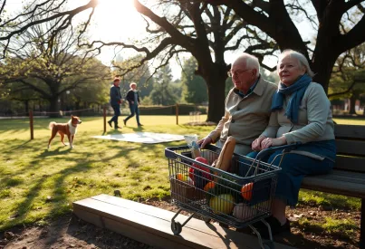Älteres Ehepaar im Park: Ein Moment des alltäglichen Lebens und der Ruhe