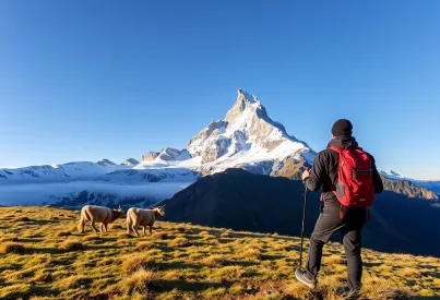 Herbstmorgen in den Schweizer Alpen: Blick auf das Matterhorn und Almwiese
