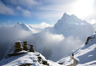 Wintermorgen in den französischen Alpen: Landschaft und Natur am Mont Blanc