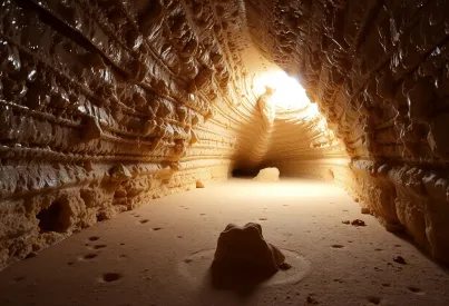 Kristallhöhle bei León: Quarzkristallwände, Kalksteinsäule und natürliche Formationen im Nordwesten Spaniens