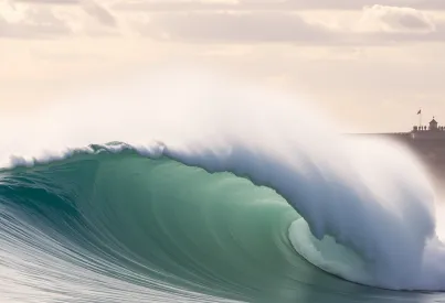 Rekordverdächtige Wellen an der Küste von Nazaré, Portugal