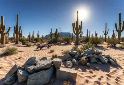 Landschaftsbeschreibung der Chihuahua-Wüste mit Kakteen und Präriehunden in Nordmexiko