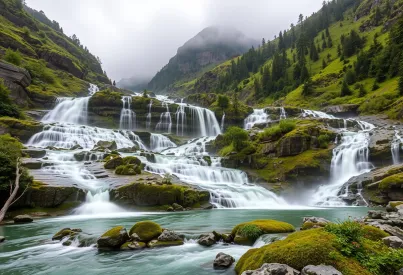 Stufenartiger Wasserfall im Geirangerfjord: Naturphänomen in Norwegen