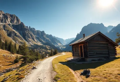 Wanderpfad und Berghütte in den Dolomiten: Eine Beschreibung der Landschaft und Umgebung
