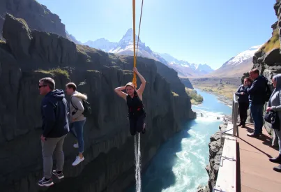 Bungee-Sprung von der Kawarau-Brücke in Neuseeland: Schwerkraft und Mut im freien Fall