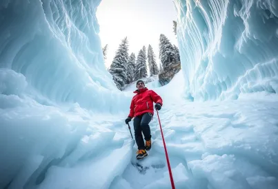 Eisklettern an den gefrorenen Wasserfällen von Helmcken Falls, British Columbia: Eine Herausforderung für Mensch und Natur