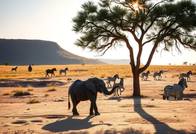 Einzelner Elefant in der Savanne des Serengeti-Nationalparks unter der Nachmittagssonne