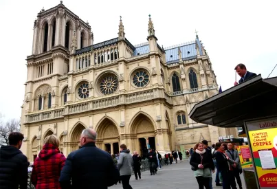 Fassade der Kathedrale von Notre-Dame in Paris: Architektur und Tourismus im Fokus