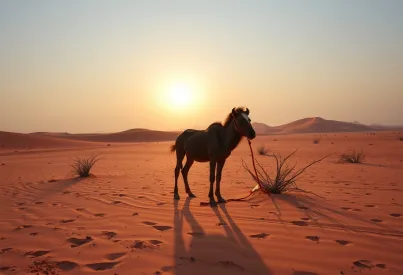 Dromedar in der Sahara-Wüste: Eine Momentaufnahme in der Abenddämmerung