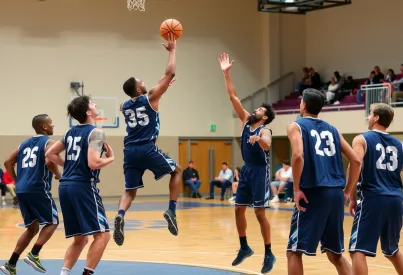 Basketballteam aus New England während eines Trainingsspiels in Aktion