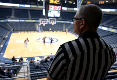 Schiedsrichter bei Basketballspiel in Chicago: Konzentration am Spielfeldrand