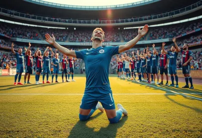 Fußballspieler feiert Torerfolg mit Teamkollegen im Stadion