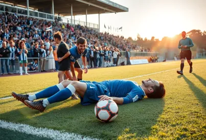 Jubelnde Mannschaft feiert auf dem Spielfeld nach erfolgreichem Spielabschluss