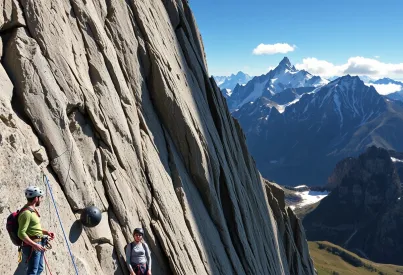 Sichere Klettertechnik und Ausrüstung in den Alpen: Ein Kletterer an einer Kalksteinwand