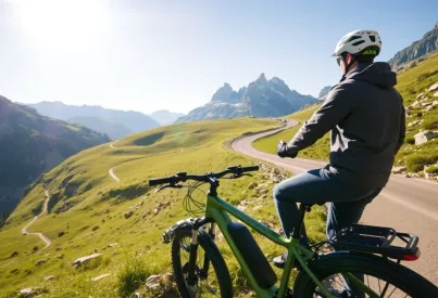 E-Bike auf kurvenreichem Alpenradweg: Verbindung von Technik und Natur