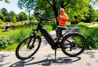 E-Bike im Park von Kopenhagen: Alltagsszene der Mobilität und Erholung