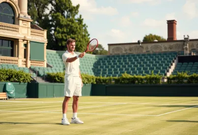 Traditionelles Tennis-Outfit und historische Kulisse: Ein Blick auf Wimbledon