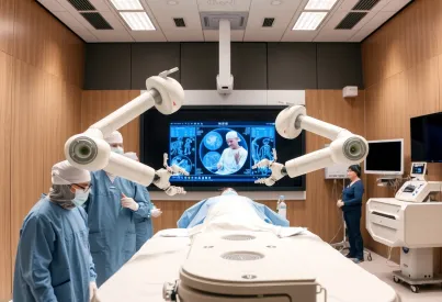 Einsatz von Roboterarmen in der Chirurgie: Zusammenarbeit von Mensch und Maschine in einem Tokioter Krankenhaus