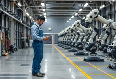 Automatisierte Präzisionsfertigung in japanischem Werk: Roboterarme montieren Elektrofahrzeugkomponenten