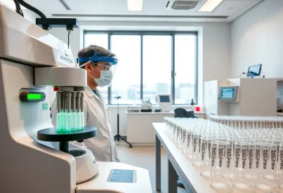 Genomanalyse im modernen Labor: Wissenschaftler bei der Arbeit im biotechnologischen Zentrum Singapur