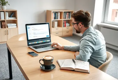 E-Mail-Kommunikation in einem modernen Berliner Büro im Jahr 2023