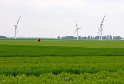 Wartungsarbeiten an Windkraftanlagen in Schleswig-Holstein: Techniker im Einsatz auf bewölktem Feld