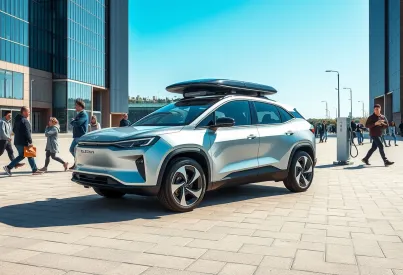 Autonomer Elektro-SUV mit Lidar-Technologie auf einem Parkplatz in Südkorea
