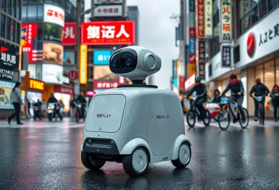 Autonomer Lieferroboter navigiert durch die Straßen von Tokio