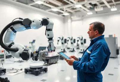 Einsatz von Roboterarmen in der Elektronikproduktion in Yokohama, Japan