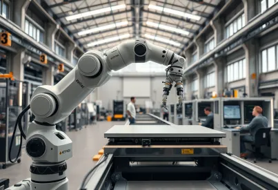 Integration von Robotik und KI in moderner deutscher Fertigungsstraße