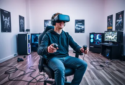 Virtual-Reality-Gaming: Einblicke in die immersive Spielerfahrung eines jungen Mannes