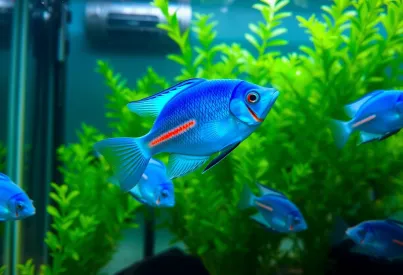 Beobachtung eines Neonfisches im Aquarium: Verhalten und Umgebung