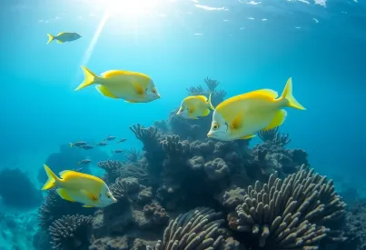 Kaiserfische und Lippfische im Great Barrier Reef: Unterwasserfotografie einer Korallenlandschaft