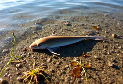 Languste auf felsigem Untergrund in Maine mit Lichtreflexionen im flachen Wasser