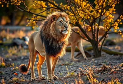 Löwe in der Savanne Kenias im Abendlicht