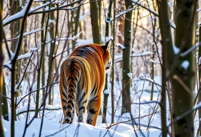 Sibirischer Tiger im russischen Nadelwald: Eine Beobachtung im Schnee