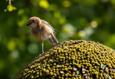 Weberknecht auf moosbedecktem Baumstamm im Schwarzwald: Detailreiche Naturaufnahme