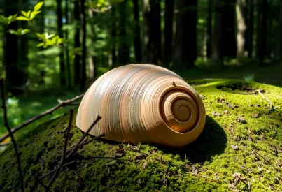 Schneckenhaus auf moosbedecktem Waldboden im Schwarzwald: Ein stilles Naturbild