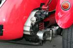 The front suspension of a Healey Silverstone, built in 1949, can be seen in the historic paddock of the Nürburgring.